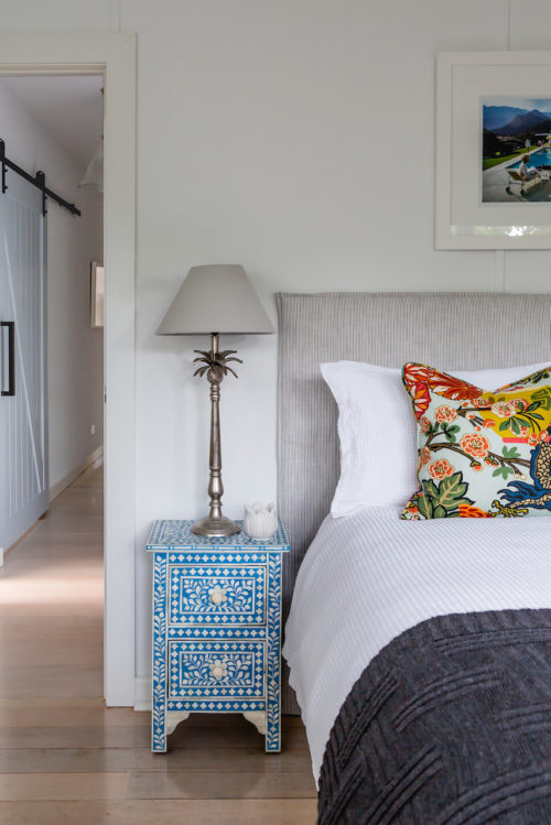 Bone inlay floral bedside table