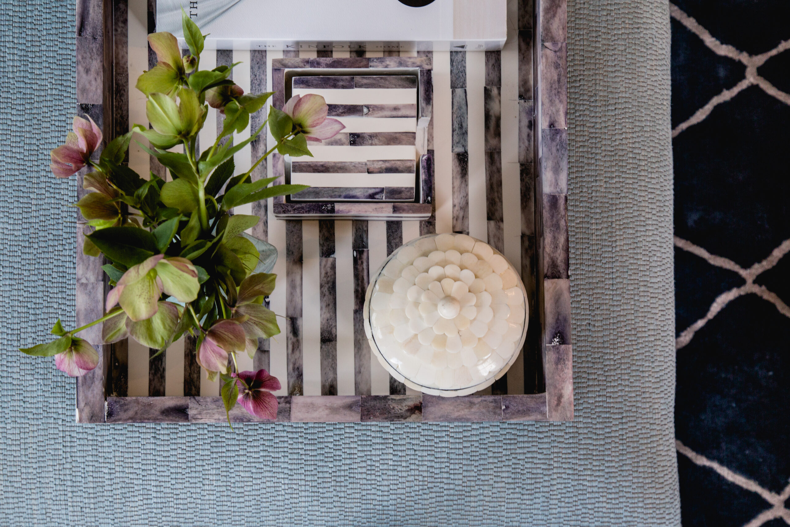 Stripe Grey Bone Inlay Tray