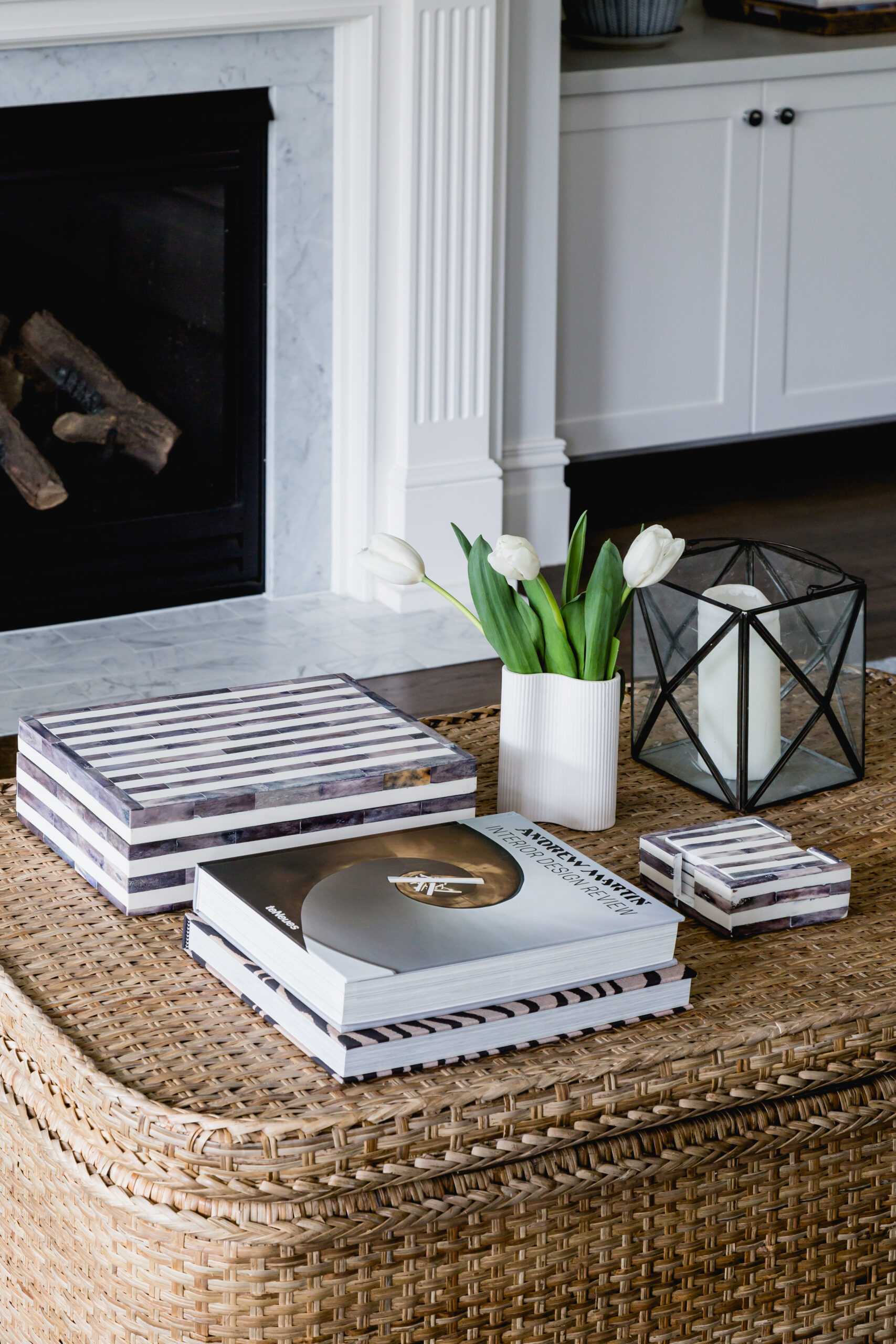Bone inlay striped box grey