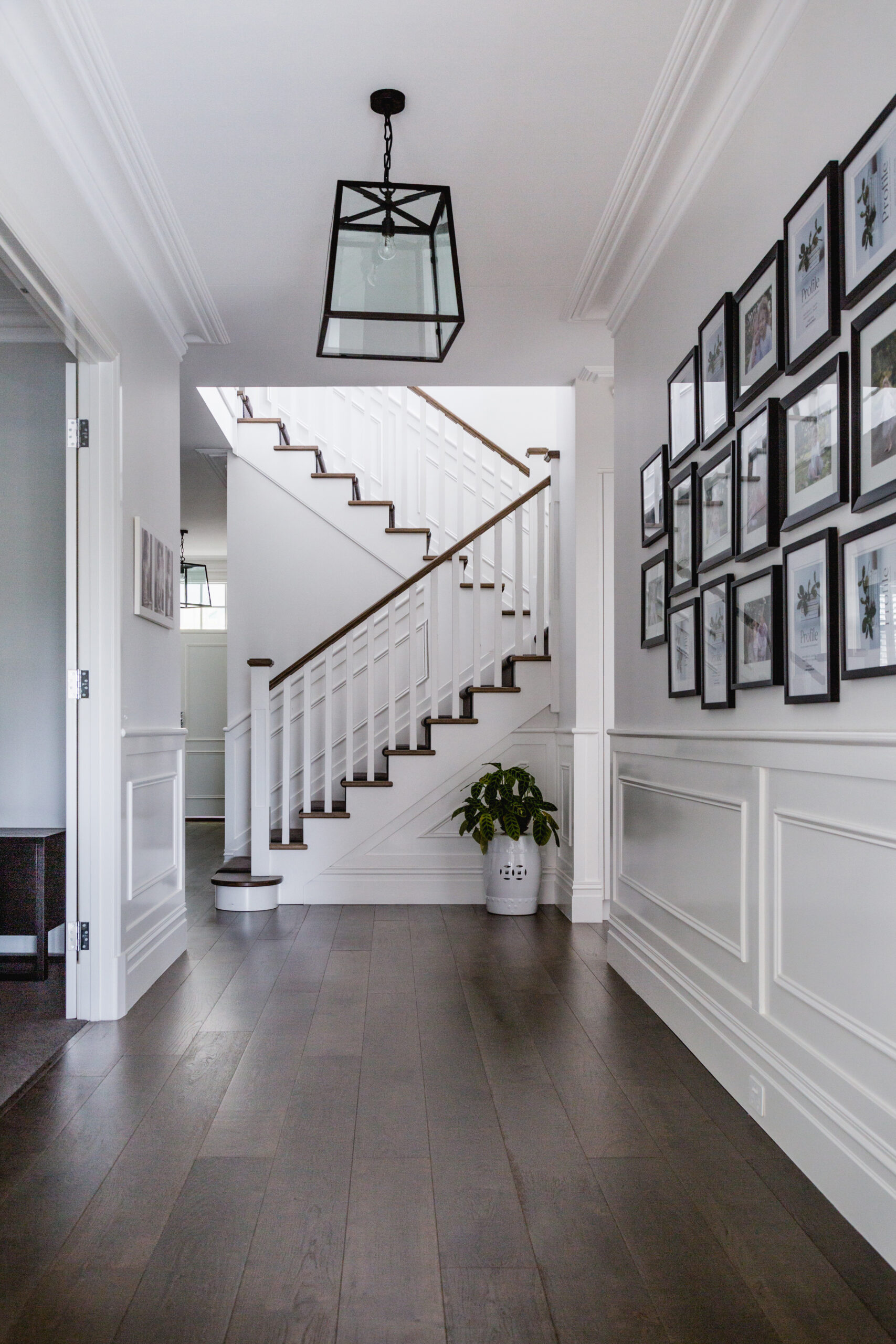 Hallway panelling and gallery wall