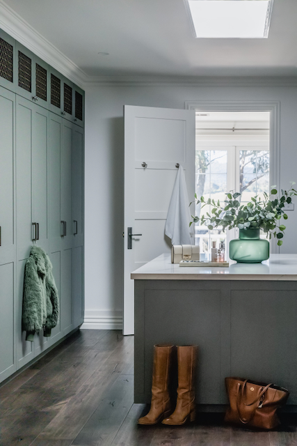 Green painted timber closet