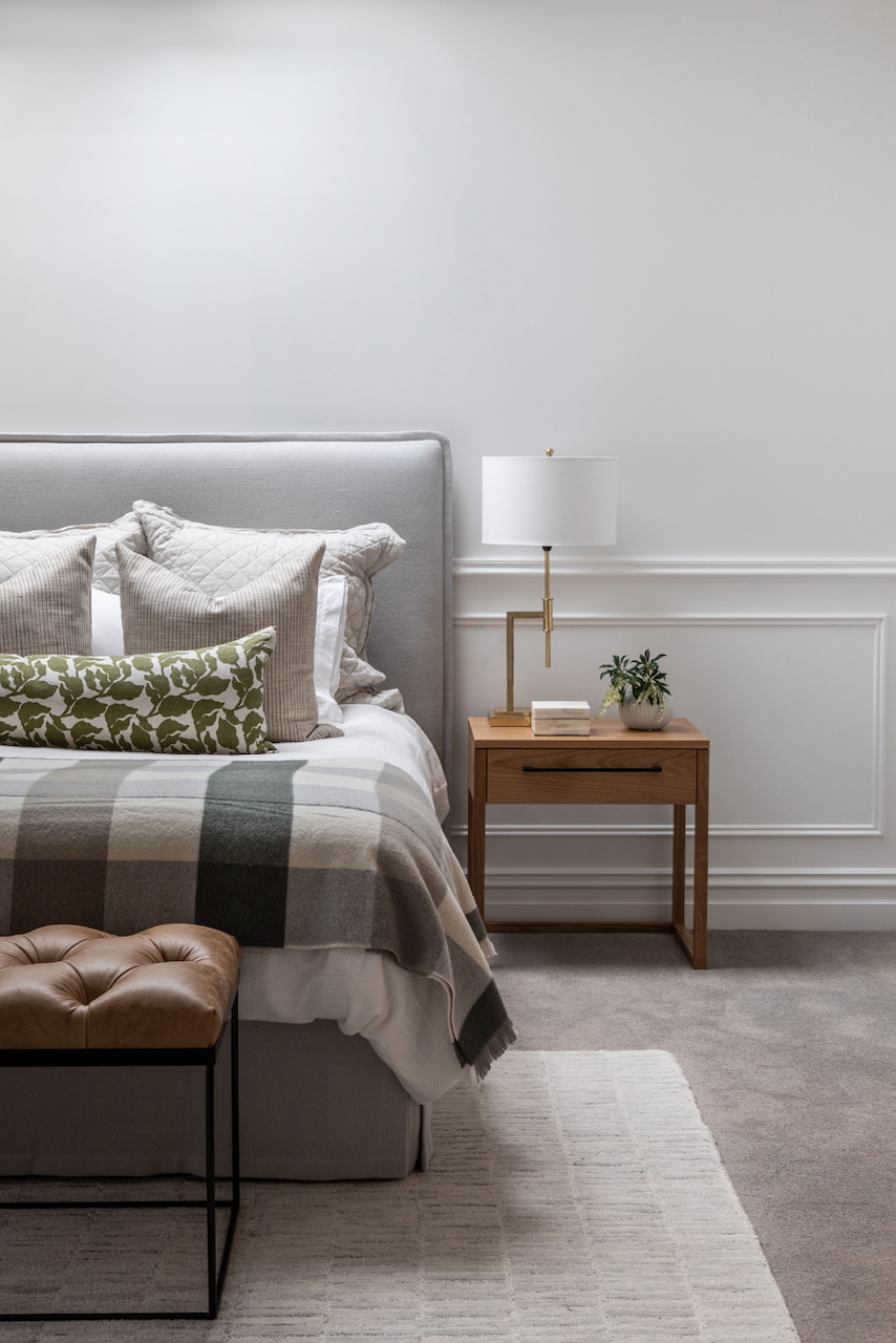 Wall panelling in a bedroom of a Cheltenham new home by Gallerie B Interior Design