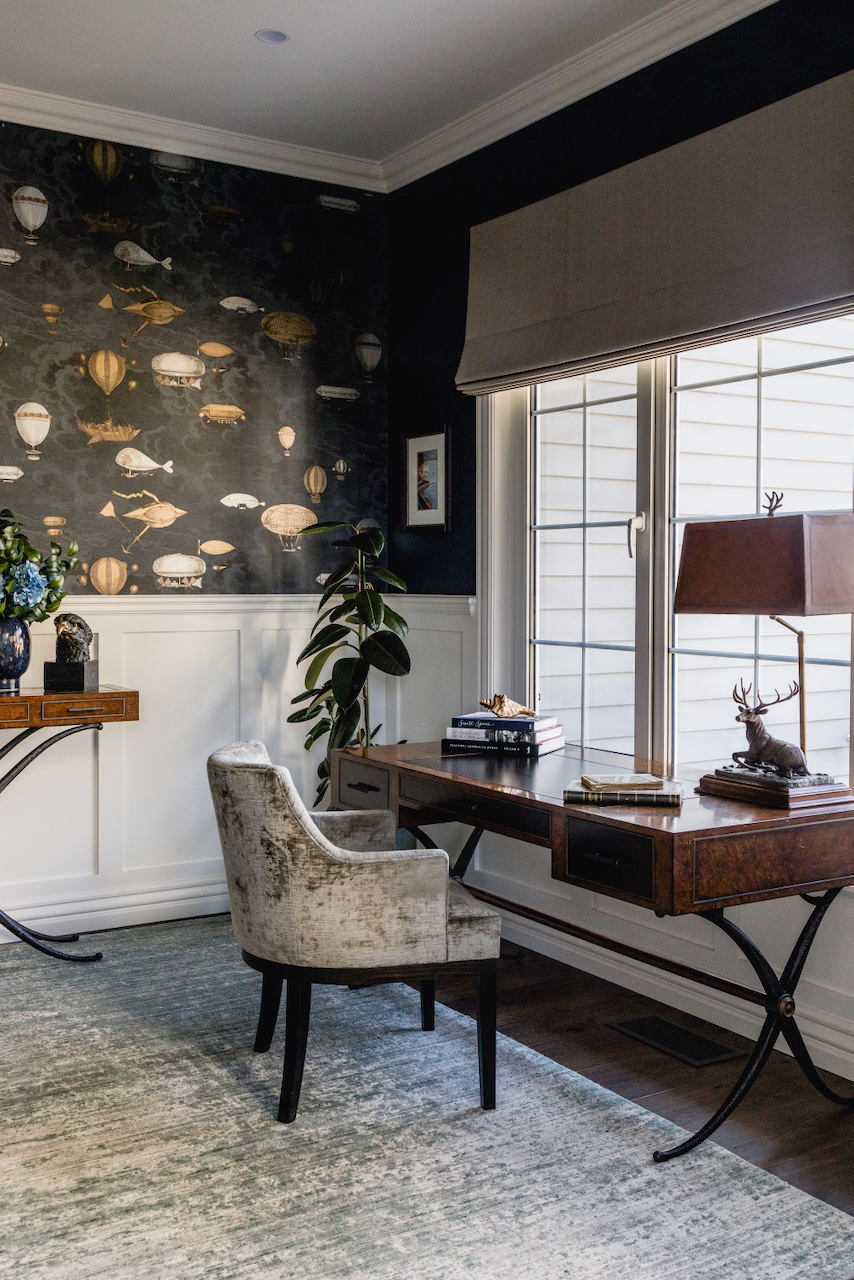 Wall panelling and wallpaper in a new build home in Yarra Valley by Gallerie B Interior Design