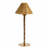 Rattan and bamboo LED lamp that is cordless