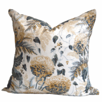 Gold on Cream Dahlia Cushion