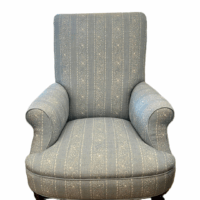 Armchair in cornflower blue linen fabric